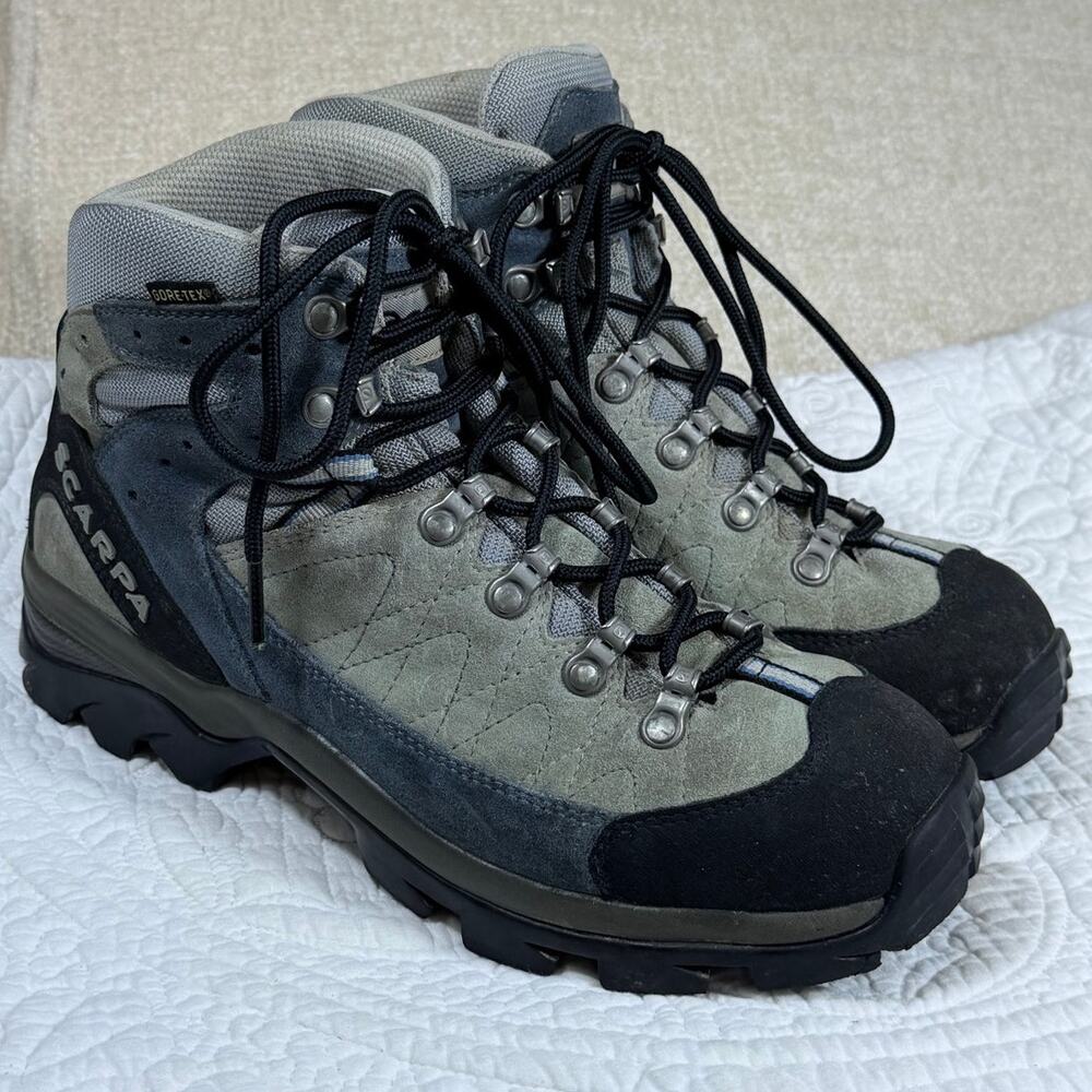 Scarpa Unisex M8 W9 Gray Blue Lace Up Ankle Hiking Boots Outdoor Trail Shoe Trek